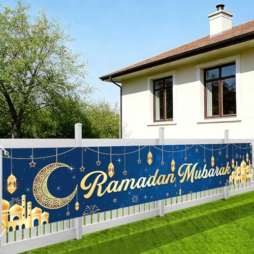 Eid Mubarak Banner Decorations - color: Blue Gold