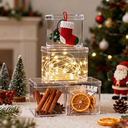 Acrylic Box Clear Acrylic Square Cube Display Case Acrylic Boxes with Lid for Gifts Weddings Party Favors Jewelry Storage Box - size: 3 x 3 x 3 Inch