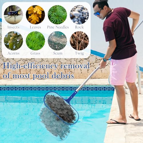 Sunnyglade 15.5x11in Swimming Pool Cleaner Supplies Pool Net Skimmer | Professional Heavy Duty Pool Leaf Rake Fine Mesh Frame Net/Cleaning Leaf Skim Net pool accessories pool skimmer net - size: 15.5x11 in