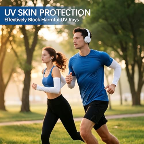 남성용 암 슬리브, 여성용 팔을 덮는 쿨링 UV 자외선 차단 슬리브 팔 슬리브 아웃도어 스포츠 - color: 화이트 암 슬리브 12쌍