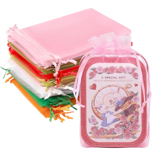 Crweety 50PCS Organza Bags 6x9 Mixed Color Large Gift Bags Mesh Bag Drawstring for Goodie Candy Jewelry Sachet Wedding Party Favor Halloween Treats Gifts, Rainbow Colorful Gift Wrapping Supplies - color: 10 Colors