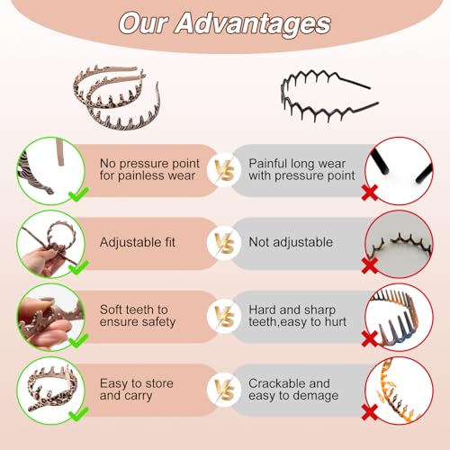 2pcs Silicone Comb Headbands for Women Non Slip, No Headache Headband with Teeth for Girls, Soft Head Bands for Women's Hair (Zebra & Leopard) - color: Zebra & Leopard