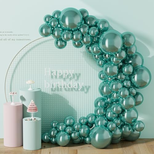 DECOCKRAT 130PCS Metallic Green Balloons, Latex Balloons Different Sizes 18/12/10/5 In, Helium Balloons with Ribbon, Party Balloon for Birthday Wedding Graduation Anniversary Baby Shower Decoration - color: 37 Metallic Green