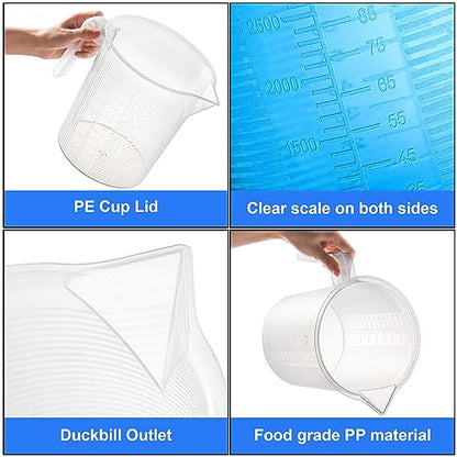 WUWEOT 2 Pack 125oz Measure Pitcher, Large Plastic Mixing Pitcher, US Conversion Chart, Food Grade Graduated Measuring Cup for Lawn Pool Chemicals Home Hobbies Motor Oil Fluids Cooking