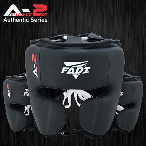 Authentic Series A2 Boxing Headgear - Premium Leather Head Guard for Kids and Adults in MMA, Kickboxing, Muay Thai, Karate, Martial Arts, and Taekwondo - color: Black, size: Small-Medium