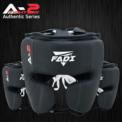 Authentic Series A2 Boxing Headgear - Premium Leather Head Guard for Kids and Adults in MMA, Kickboxing, Muay Thai, Karate, Martial Arts, and Taekwondo - color: Black, size: Small-Medium