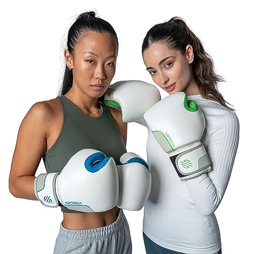Sanabul Hyperstrike Boxing Gloves for Women, Kickboxing MMA Muay Thai Gloves, Training Sparring Punching Heavy Bag. - color: Blue/White, size: 12 oz