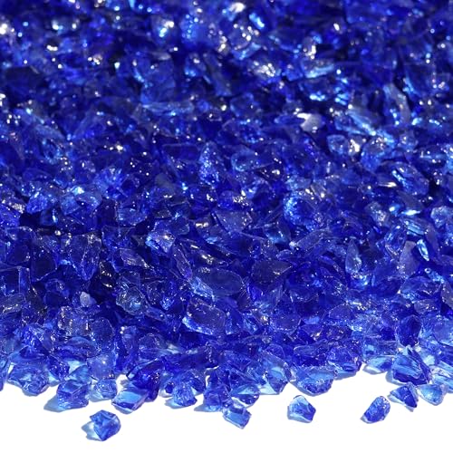 QYGL Crushed Glass for Resin Art, DIY Crafts, 0.9LB Cobalt Blue 3-6mm | Broken Glass Pieces for Vase Fillers, Tabletop Fire Pit, and Aquarium Rocks and Home Decor - color: Cobalt Blue