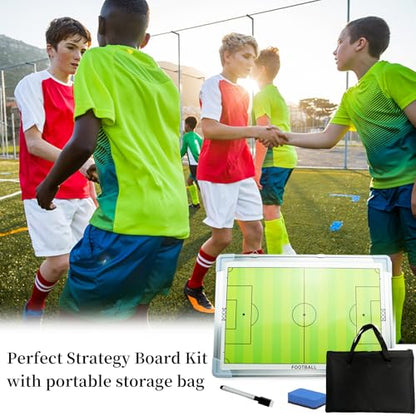Soccer Coaching Board with Magnetic Pieces, Dry Erase Markers, Soccer Tactical Presentation Clipboard for Soccer Coaches - Durable, Magnetic, Perfect Size