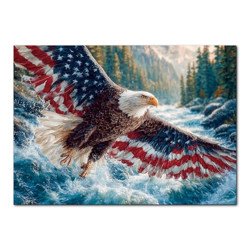 1000 Pieces Puzzle for Adults, Flag Bald Eagle Jigsaw Puzzle-27.6 * 19.7 in - color: Flag Bald Eagle 2