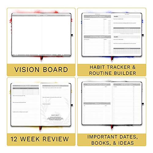 The Phoenix Journal - Quarterly Goal Planner, Daily Planner Journal & Organizer for Goal Setting, Productivity & Focus - Undated 12 Week Planner, Weekly & Monthly Planning, Habit Tracking - Hardcover - Black - color: Charcoal