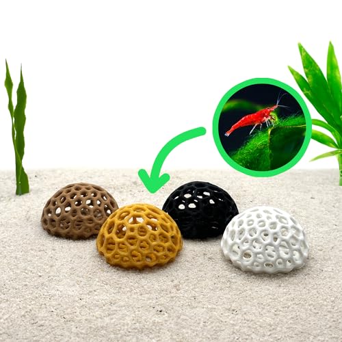 Shrimp Dome Hide, Aquarium Cave for Cherry Shrimp, Gold | Dome-shaped aquarium hide creates a sheltered cave and hiding spot for cherry, dwarf and baby shrimp in freshwater tanks - color: Honey Gold