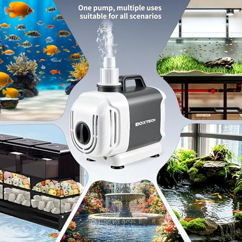Boxtech Fountain Pump, Submersible Water Pump All-in-One Dual-Use Pump - 55w 3 Interchangeable Nozzles for Aquariums, Hydroponics, Outdoor Water Features (Energy Efficient, Compact Design) - size: 55w