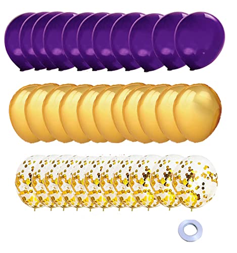 Graduation Decorations Purple Gold 2026/Purple Gold Balloons/Purple Graduation Party VIKINGS NYU LSU/Birthday Party Decor for Women Purple Gold/Eid Mubarak Decorations