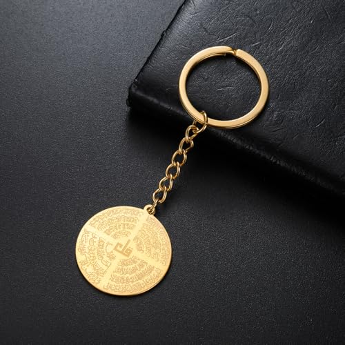 Dreamtimes Islamic Ayatul Kursi Keychain for Women Men Muslim Quran Allah Jewelry Ayatul Kursi Arabic Calligraphy Keychain - color: Gold