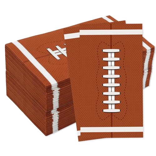 Football Napkins, 50Pcs Football Paper Napkins Disposable, Football's Cocktail Guest Hand Towels for Birthday Dinner Bathroom Footballs Sports Game Party Table Decorations Supplies, 4..3 x 7.8 Inches - color: Brown-Football, size: 50Pcs