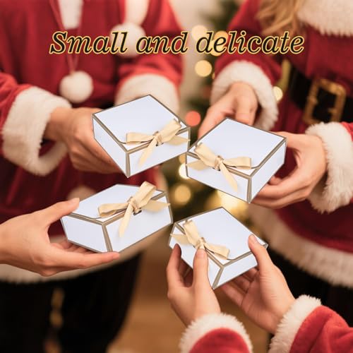 WLUSEAXI 12Pack Small Gift Boxes with Lids, 4.5''x4.5''x2'' Small Boxes for Gifts with Ribbons, White Gift Boxes for Present, Birthday, Valentine's Day, Mother's Day, Holiday - color: White