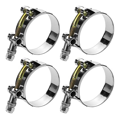 4 Pack 1.5" T-Bolt Hose Clamps, 304 Stainless Steel Turbo Intake Clamp, Working Range 1.73"-2.05"(44mm-52mm) for 1.5" I.D. Hose with 5mm Wall Thickness - size: 1.5" hose clamp 44mm-52mm (1.73"-2.04")
