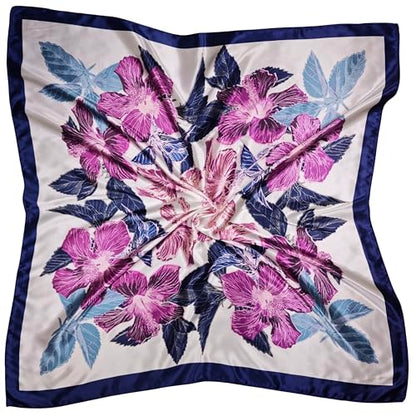 Large 35 inches Satin Square Scarf Lightweight Neck Hair Wrap Fashion Headscarf - color: A17