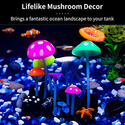 Uniclife Glowing Effect Artificial Mushroom Aquarium Plant Decor Ornament Decoration for Fish Tank Landscape - size: Mushroom