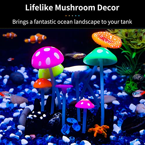 Uniclife Glowing Effect Artificial Mushroom Aquarium Plant Decor Ornament Decoration for Fish Tank Landscape - size: Mushroom