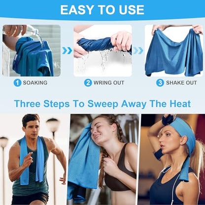 Cooling Towels Neck and Face,(40" x 12") Bulk Ice Towel,Soft Breathable Cooling Towels for Hot Weather,Athletes,Yoga,Gym,Workout,Sports,Camping,Microfiber Cold Towels - color: Dark Blue,gray,green,blue