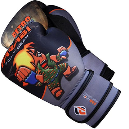 Farabi Boxing Gloves Kids Junior Muay Thai Kick Boxing Training MMA Punching Bag - color: Grey Black, size: 4OZ