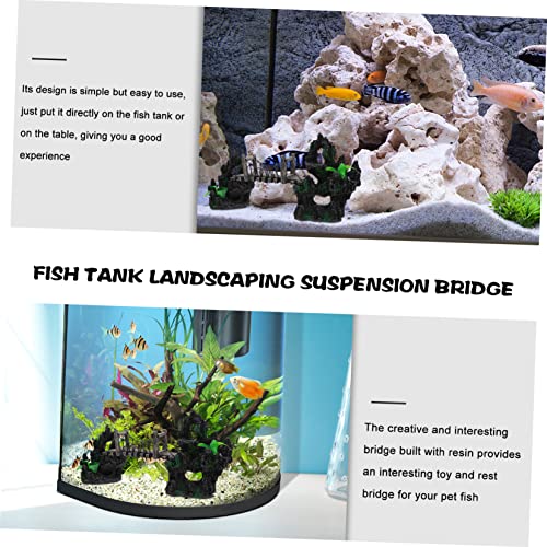 BESPORTBLE Fish Tank Resin Bridge Decoration Underwater Suspension Bridge Model for Aquarium Landscaping Unique Rockery Statue Fish Hideout Craft Retro Design for Betta and Shrimp Tanks