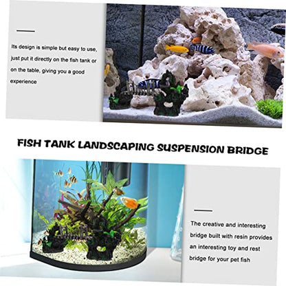BESPORTBLE Fish Tank Resin Bridge Decoration Underwater Suspension Bridge Model for Aquarium Landscaping Unique Rockery Statue Fish Hideout Craft Retro Design for Betta and Shrimp Tanks