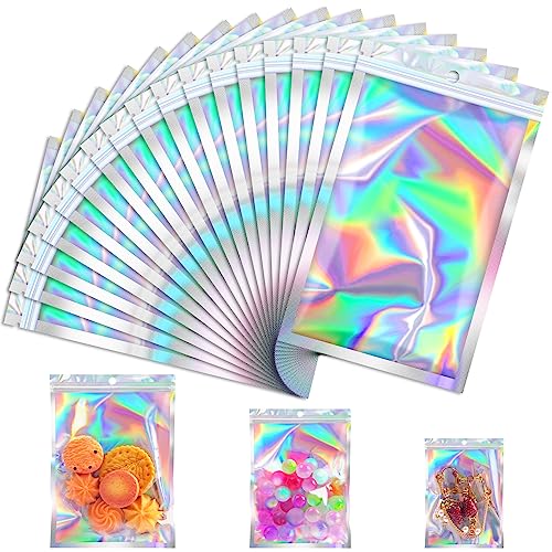 JETMORE Holographic Bags, 100 PCS Mylar Bags, 3x5in Candy Bags, Small Bags - color: Holographic, size: 3*5inch