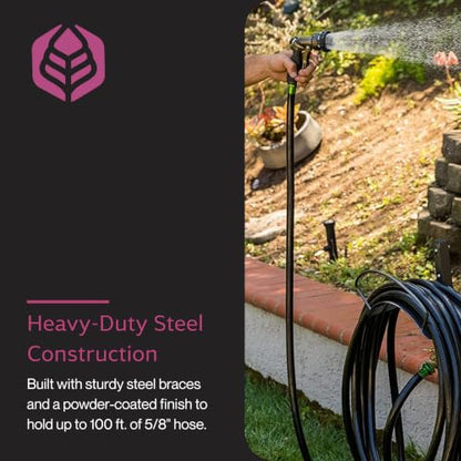 Yard Butler Free-Standing Hose Hanger with Spigot, IHCF-3KDS - Durable Hose Stand for Keeping It Elevated - Convenient Garden Accessory - Rust-Resistant - Anti-Kink Design - Easy Installation | Steel Freestanding Hose Holder for Lawn and Garden, Water Hos