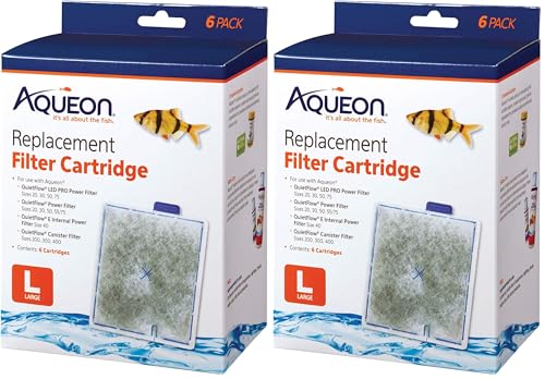 Aqueon Replacement Filter Cartridges, Ensure Even Distribution of Activated Carbon, 25% More Activated Carbon, Easy Installation, Large (Pack of 12) - size: Large - 12 pack
