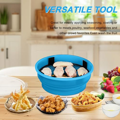 Collapsible Batter Bowl - Breading Bowl Shaker with Lid, Sky Blue - color: Sky Blue