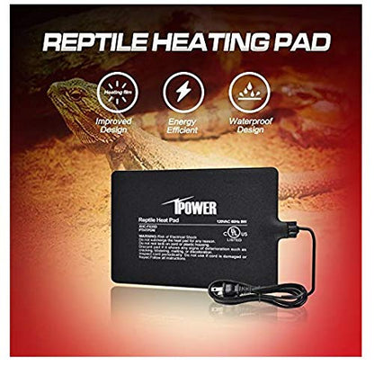 iPower Reptile Heat Pad 8W Under Tank Terrarium Warmer Heating Mat for Turtles Lizards Frogs and Other Small Animals, 6"x8" Inch - size: 6" x 8", style: Heat Pad