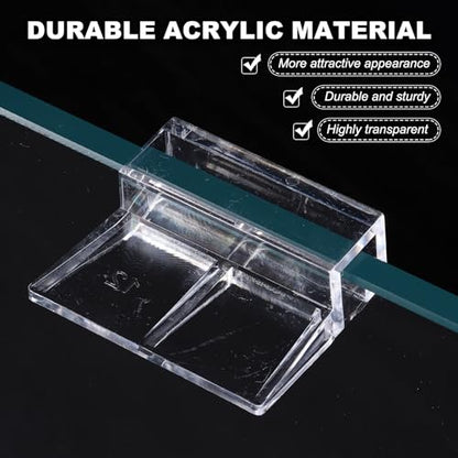 20 Pcs Aquarium Lid Clips, 6 mm Acrylic Aquarium Cover Bracket Fish Tank Lid Older Fish Tank Clip Transparent Durable Easy to Clean, Intended for Rimless Aquariums Top Cover - size: 6 mm