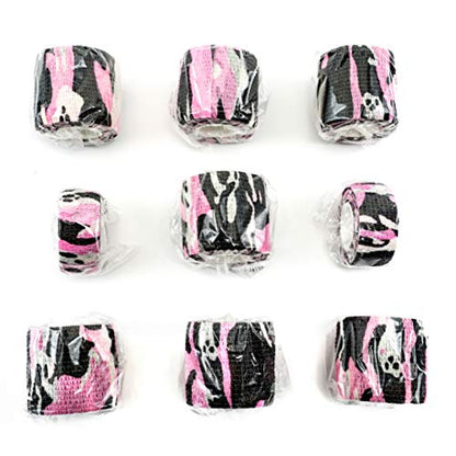 FRESINIDER 9 Rolls Self Adhesive Wrap Athletic Tape Gauze, Breathable Elastic Cohesive Bandage for Sports Injury & Pet (7 Pcs 2" x 5 Yards + 2 Pcs 1" X 5 Yards) (Camouflage Pink) - color: Camouflage Pink