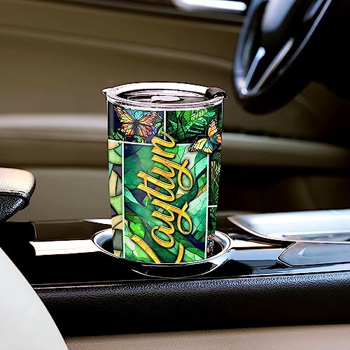 WAZONE Personalized Butterfly Tumbler with Lid Customize Name Double Wall Vacuum Drawing 20 30 oz Stainless Steel Insulated Cup Travel Mug Things Gift for Girls Woman Mother Coworker Friends - color: Butterfly