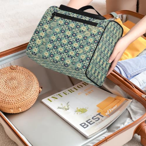 Islamic Flowers Travel Toiletry Bag for Women Men Large Capacity Hanging Makeup Bag Dopp Kit Shaving Bag for Toiletries Cosmetics Organizer