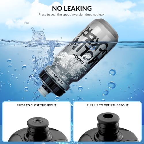 ROCKBROS Bike Water Bottle, 20-25oz Squeeze Cycling Water Bottle, BPA Free for Bicycle Running Hiking Gym & Outdoor Activities - color: 20oz Grey Black