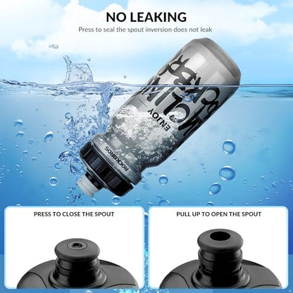 ROCKBROS Bike Water Bottle, 20-25oz Squeeze Cycling Water Bottle, BPA Free for Bicycle Running Hiking Gym & Outdoor Activities - color: 20oz Grey Black