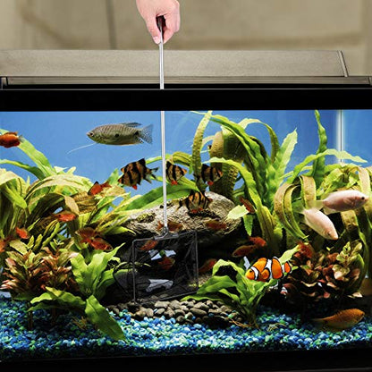 Aquarium Fish Net 10.8"x16.3" Rectangular Fish Net with 5.5"-16.3" Handle | Fine Mesh Nylon Fish Tank Accessory with Extendable Telescopic Plastic Handle - size: 6 inch