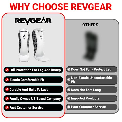 Revgear Superlite Light Weight Leather Shin Guards | for Martial Arts and MMA - color: White, size: X-Large