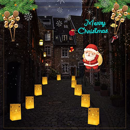 Sabary 50 Sets Luminary Bags with Flameless Tea Lights Outdoor Luminaries LED Lantern Candle Bags for Wedding Birthday Ramadan Christmas Party Decorations Romantic Decor(Firework) - style: Firework