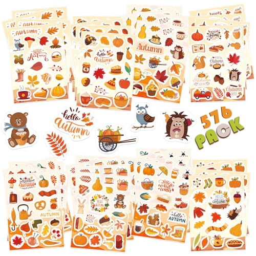 576 PCS Fall Stickers, Hello Autumn Stickers, Thanksgiving Games for Kids - style: Fall