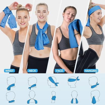 Cooling Towels Neck and Face,(40" x 12") Bulk Ice Towel,Soft Breathable Cooling Towels for Hot Weather,Athletes,Yoga,Gym,Workout,Sports,Camping,Microfiber Cold Towels - color: Dark Blue,gray,green,blue