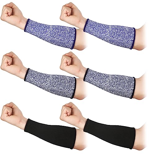 Sintege 3 Pairs Arm Protectors for Thin Skin and Bruising Cut Resistant Forearm Sleeve Level 5 Arm Burn Protection Sleeve (Light Blue, Dark Blue, Black,7.9 Inch) - color: Light Blue, Dark Blue, Black, size: 7.9 Inch