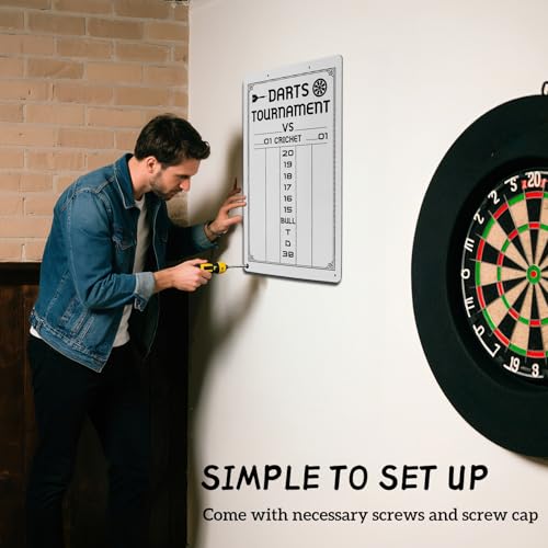 Dart Scoreboard-Dry Erase Scoreboard for Cricket and 01 Games, Dart Board Accessories with 2 Dry Erase Makers(15.3 x 9.8 inches)