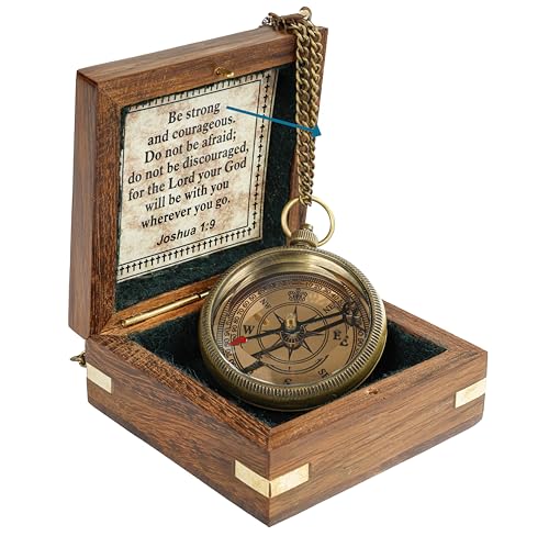 Compass with Stamped Wooden Case - style: Style 3