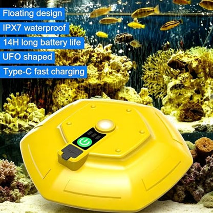 Floating and Rechargeable Bait Bucket Aerator, IPX7 Waterproof with Magnetic Charging,Magnetic Type-C Charging, Ultra-Quiet 3000mAh Battery,Suitable for Live Bait Buckets & Fish Tanks (5–30 Gallons)