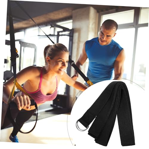 Yoga Stretching Belt Workout Fitness Gymnastic Rack Exerciser Straps Grip Mats Stretching Strap Door - color: Black